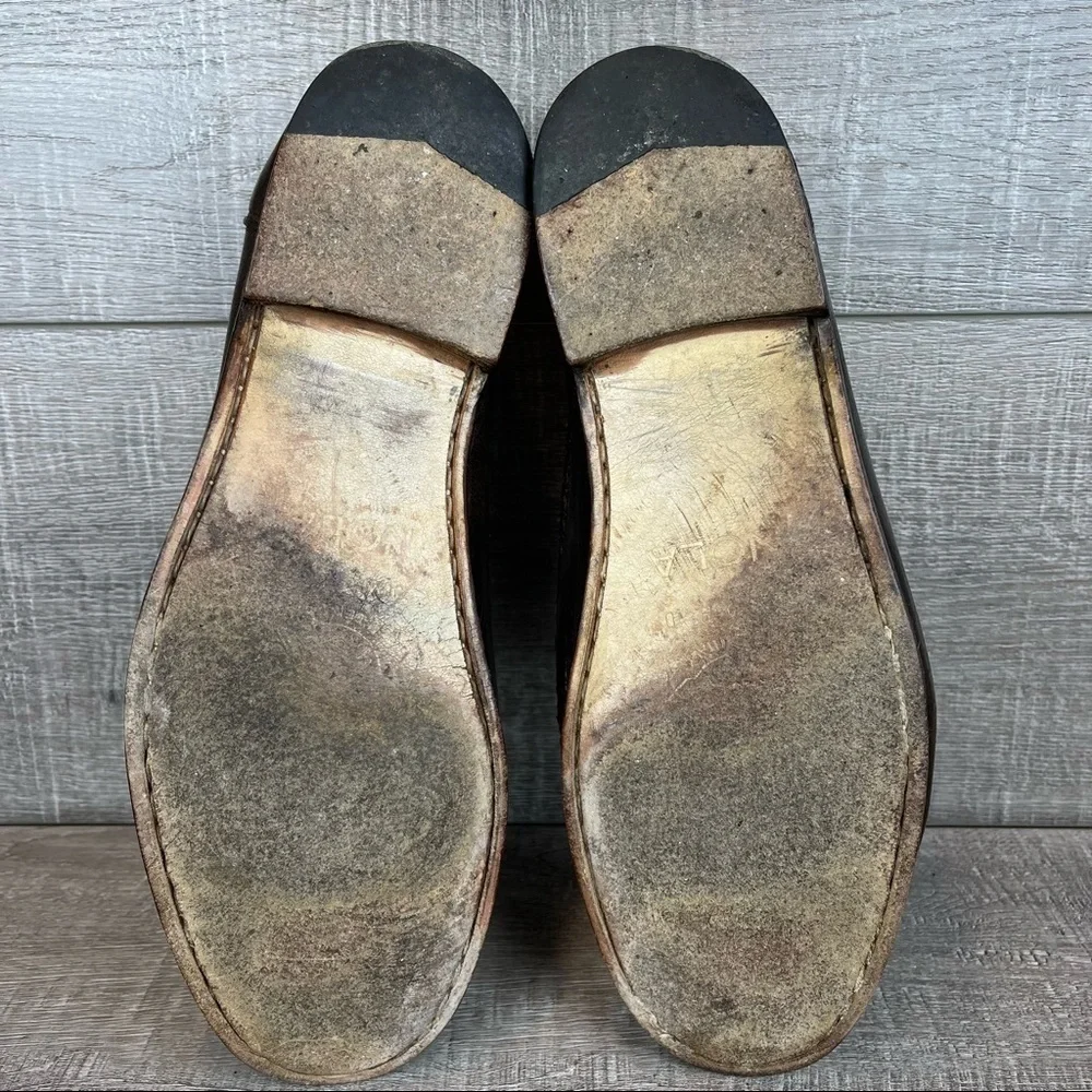 Zelli sz 9.5 brown leather reptile tassel loafers
